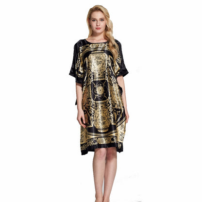 Luxury Gold & Black Bohemian Satin Nightgown