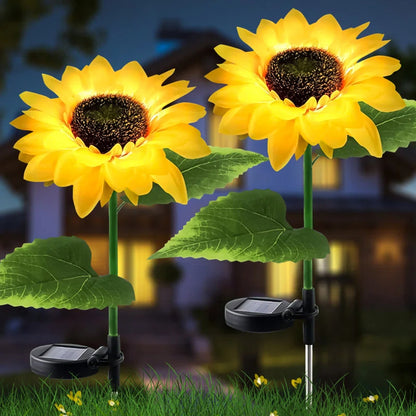 Pack Of 2 Waterproof Sunflower Solar Decorative Lights For Outdoor Garden And Lawn