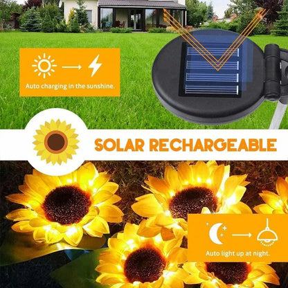 Pack Of 2 Waterproof Sunflower Solar Decorative Lights For Outdoor Garden And Lawn