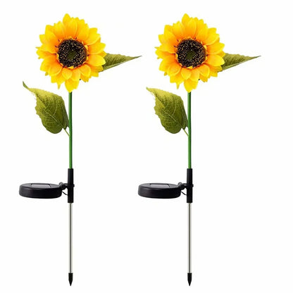 Pack Of 2 Waterproof Sunflower Solar Decorative Lights For Outdoor Garden And Lawn