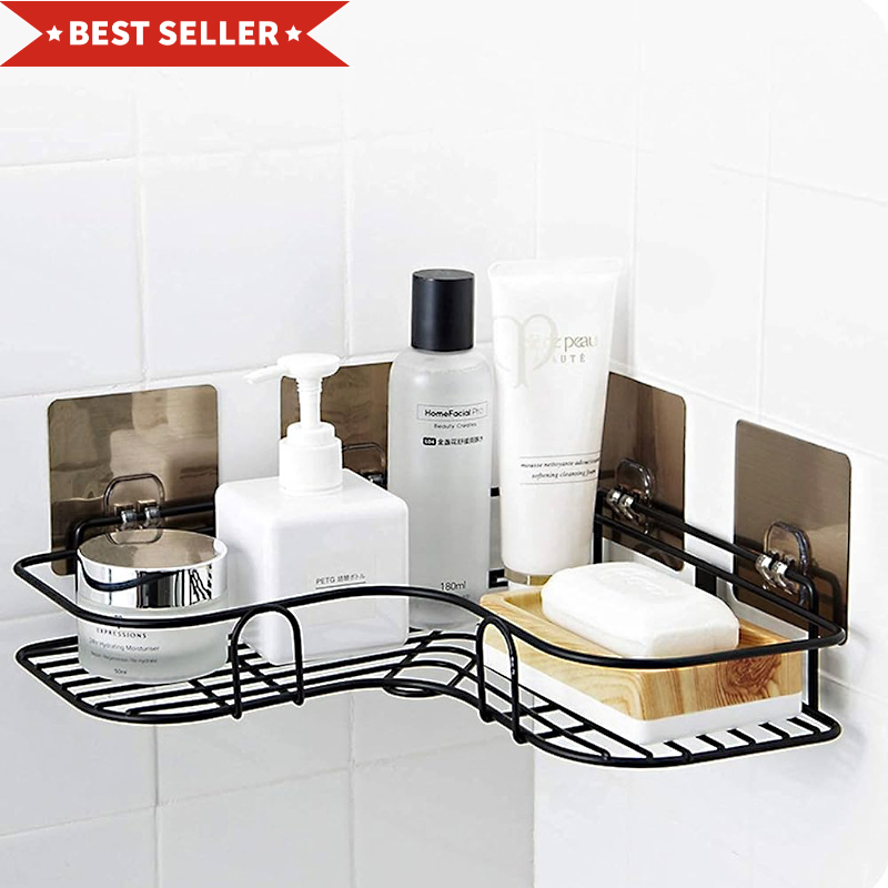 Multi-Use Wall Corner Storage Shelf – Durable Metal Bathroom & Kitchen Organizer