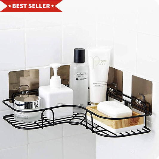 Multi-Use Wall Corner Storage Shelf – Durable Metal Bathroom & Kitchen Organizer