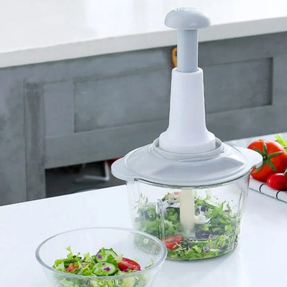 Four Blade Hand Pressure Vegetable Grinder Manual Kitchen Chopper Garlic Masher