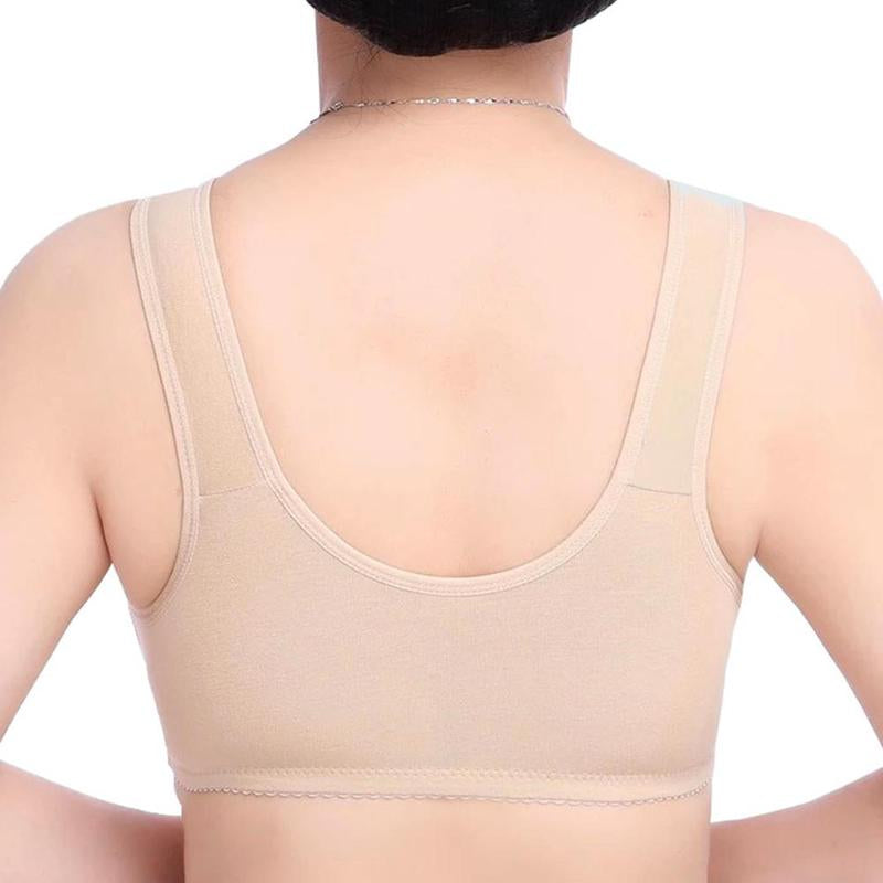 Women’s Thin And Comfortable Backless Front Closure Button Cotton Bra