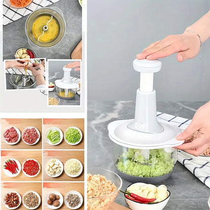 Four Blade Hand Pressure Vegetable Grinder Manual Kitchen Chopper Garlic Masher