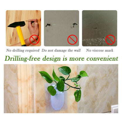 4 PCs Sticky Vase Wall Mounted Plant Holder Decorative Flower Display Vase Wall Decor