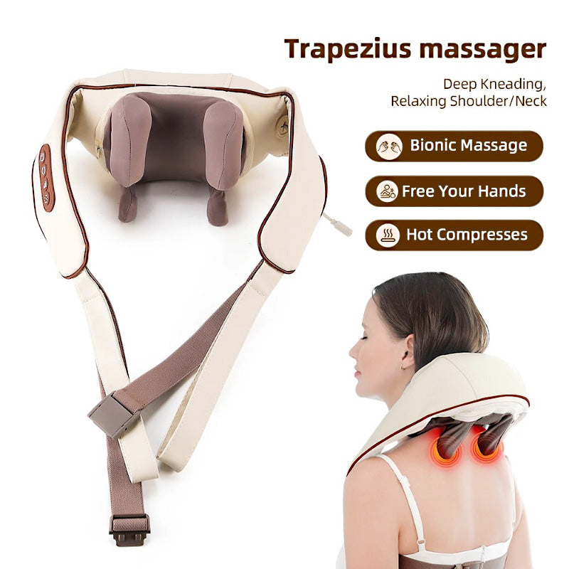 Ultimate Neck & Shoulder Tension Reliever – Wireless 6-Head Trapezius Massager with NTC Heat Therapy – Erase Muscle Stiffness in 10 Minutes