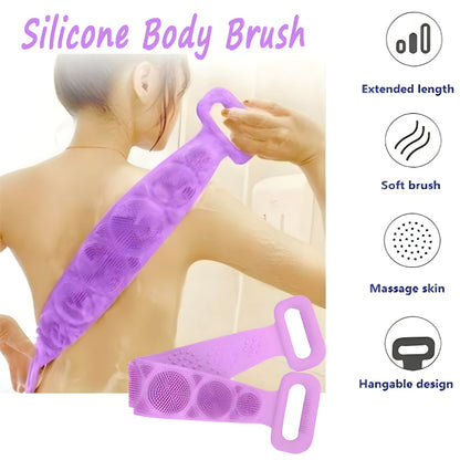 Pack Of 3 Silicone Back Scrubber Soft Loofah Bath Towel And Massage Belt