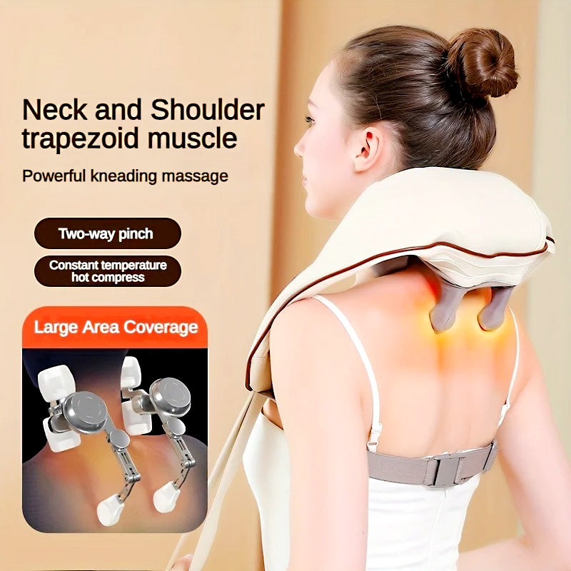 Ultimate Neck & Shoulder Tension Reliever – Wireless 6-Head Trapezius Massager with NTC Heat Therapy – Erase Muscle Stiffness in 10 Minutes