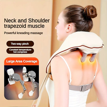 Ultimate Neck & Shoulder Tension Reliever – Wireless 6-Head Trapezius Massager with NTC Heat Therapy – Erase Muscle Stiffness in 10 Minutes