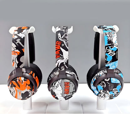AKZ-38 Graffiti Style Wireless Bluetooth Headphones with 6D Stereo Sound & Built-in Mic