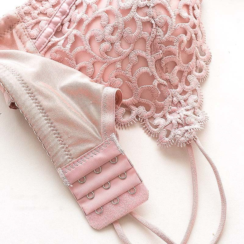 Women’s Lace Push-Up Bra Set Sexy Wireless Jacquard Bra with Bow Panties