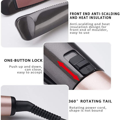 2 In 1 Hair Straightener And Curler Iron Tourmaline Ceramic Twisted Flat Iron With LCD Display