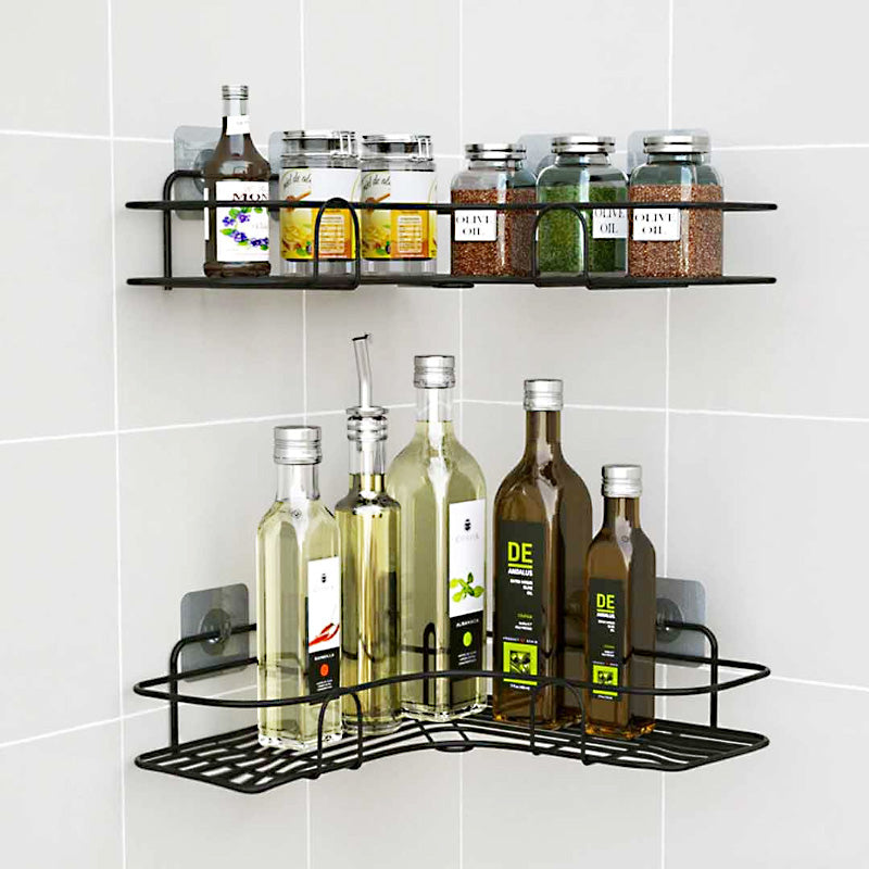 Multi-Use Wall Corner Storage Shelf – Durable Metal Bathroom & Kitchen Organizer