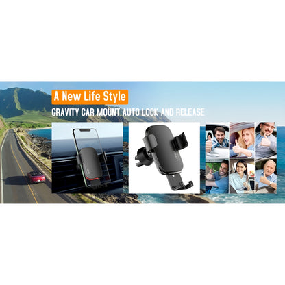 LDNIO MG10 Universal 360° Gravity Car Mount – Auto Lock & Release Phone Holder with Non-Slip Clamp
