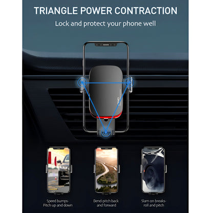 LDNIO MG10 Universal 360° Gravity Car Mount – Auto Lock & Release Phone Holder with Non-Slip Clamp