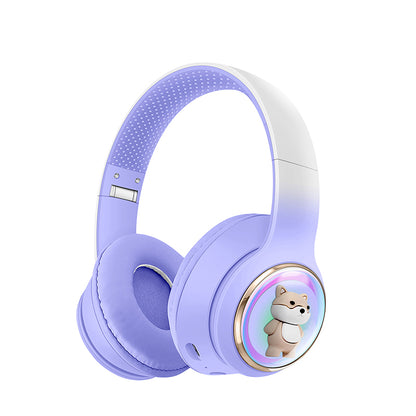 AKZ-52 Cute Cartoon Bluetooth 5.3 Wireless Headphones with HiFi Sound, TF Card Slot and Foldable Design