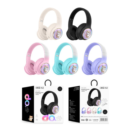 AKZ-52 Cute Cartoon Bluetooth 5.3 Wireless Headphones with HiFi Sound, TF Card Slot and Foldable Design