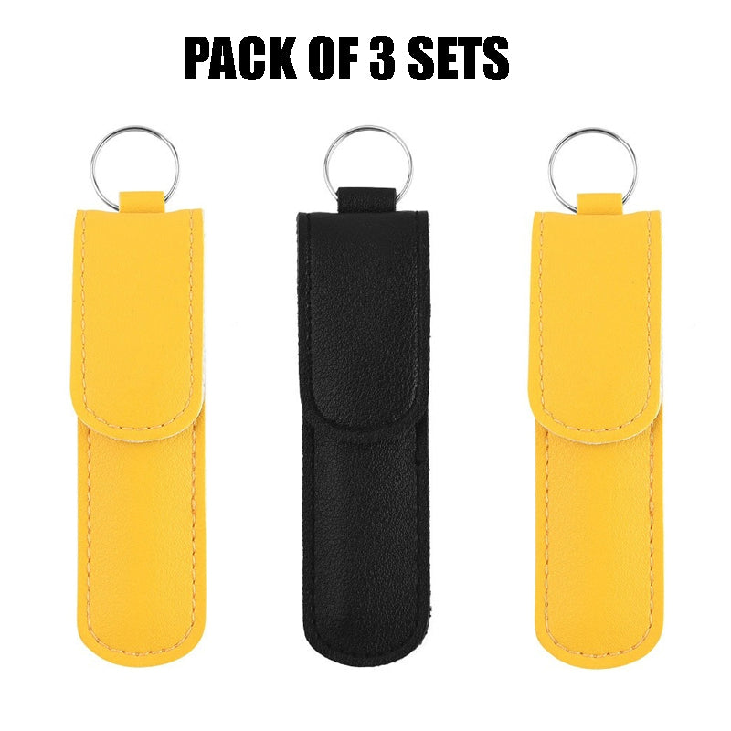 Pack of 3 Sets Stainless Steel Ear Wax Removal Kit with PU Leather Case (6 Pcs per Set) – Portable Ear Cleaner Tool Kit