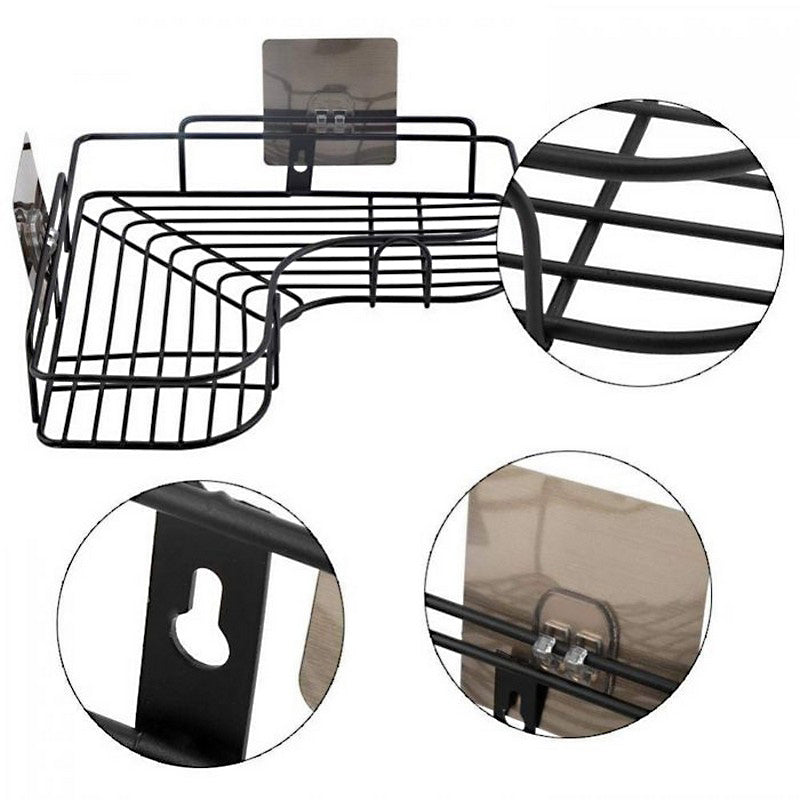 Multi-Use Wall Corner Storage Shelf – Durable Metal Bathroom & Kitchen Organizer