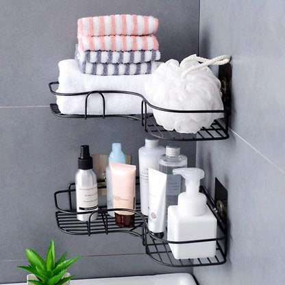 Multi-Use Wall Corner Storage Shelf – Durable Metal Bathroom & Kitchen Organizer