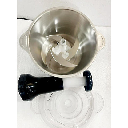 2L Stainless Steel Manual Food Chopper – Heavy-Duty Hand-Push Food Processor with 4 Curved Blades