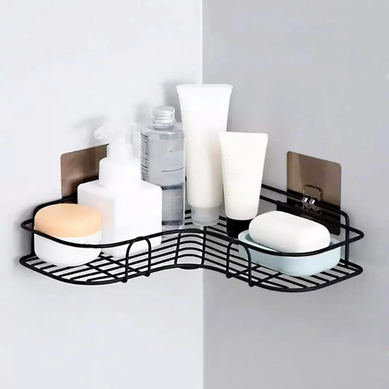 Multi-Use Wall Corner Storage Shelf – Durable Metal Bathroom & Kitchen Organizer