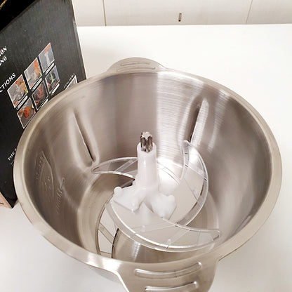 2L Stainless Steel Manual Food Chopper – Heavy-Duty Hand-Push Food Processor with 4 Curved Blades