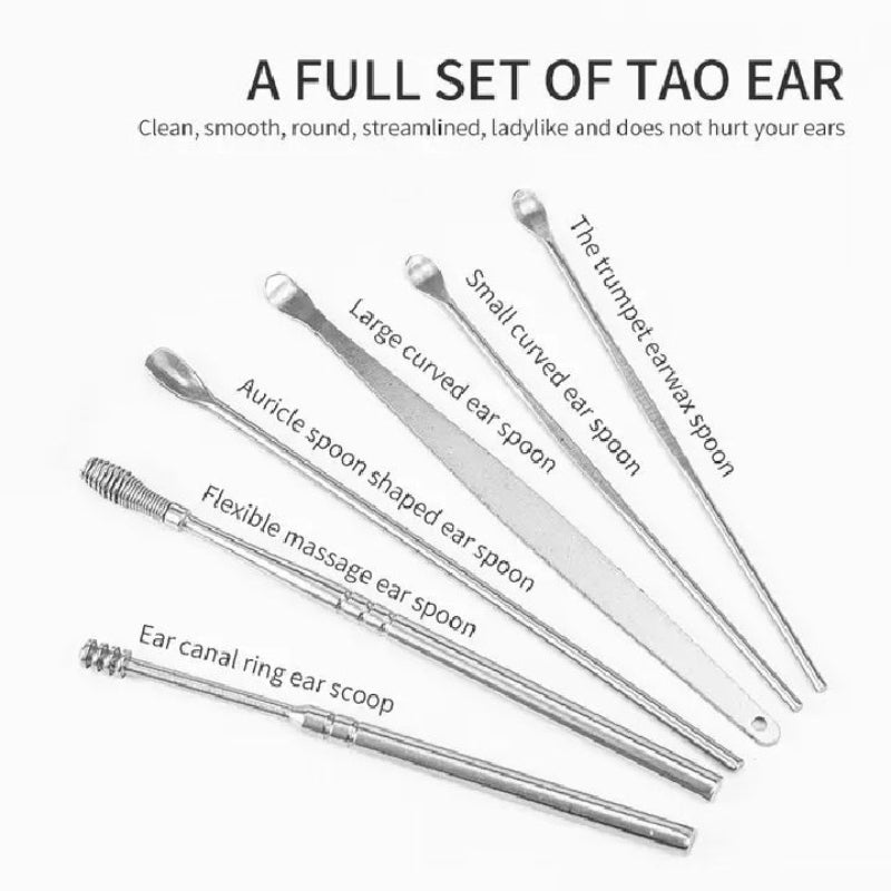Pack of 3 Sets Stainless Steel Ear Wax Removal Kit with PU Leather Case (6 Pcs per Set) – Portable Ear Cleaner Tool Kit