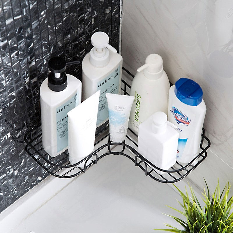 Multi-Use Wall Corner Storage Shelf – Durable Metal Bathroom & Kitchen Organizer