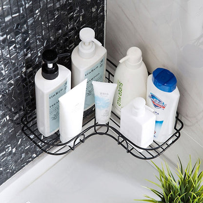 Multi-Use Wall Corner Storage Shelf – Durable Metal Bathroom & Kitchen Organizer