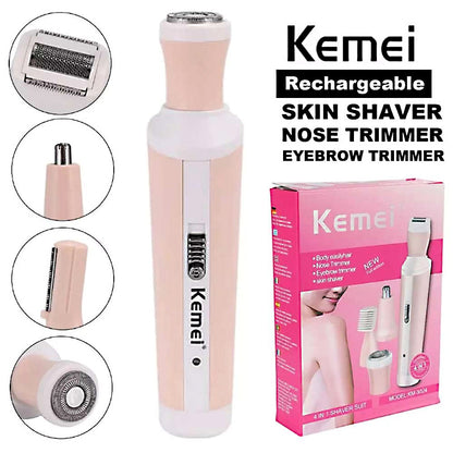 Kemei KM-3024 4-in-1 Rechargeable Women’s Grooming Kit- Professional Hair Removal & Shaver Set