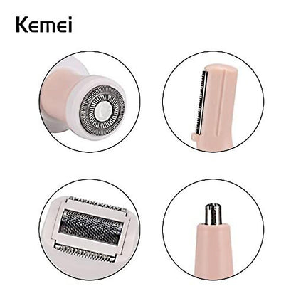 Kemei KM-3024 4-in-1 Rechargeable Women’s Grooming Kit- Professional Hair Removal & Shaver Set