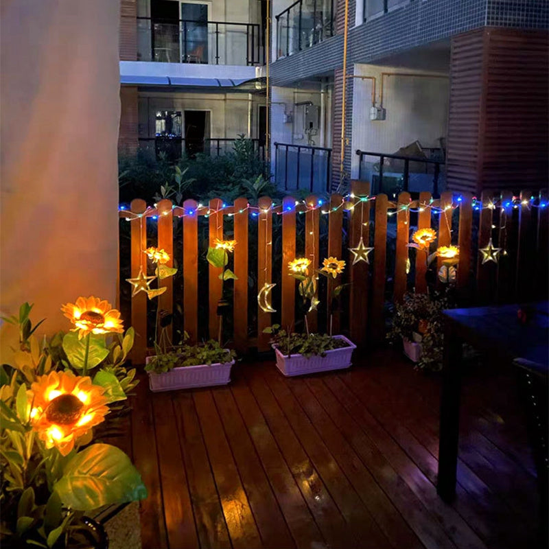 Pack Of 2 Waterproof Sunflower Solar Decorative Lights For Outdoor Garden And Lawn