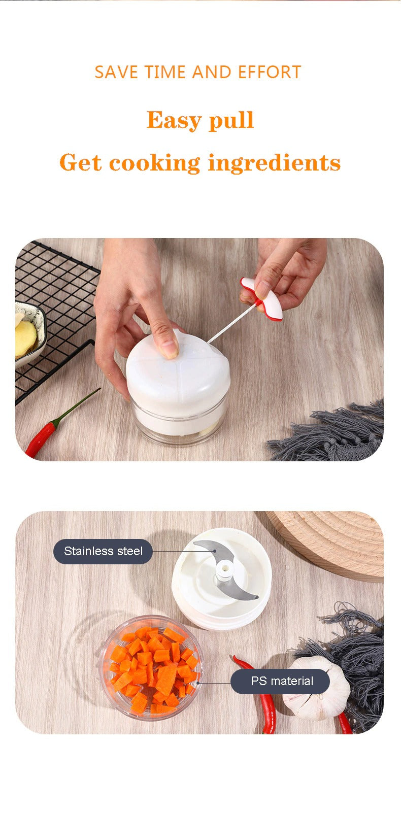 Mini Food Garlic Vegetable Grinder Chopper Multi-Function Manual Food Processor