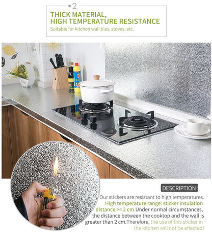 40 X 200cm Kitchen Oil-Proof Waterproof Stickers Aluminum Self Adhesive Wall Sticker