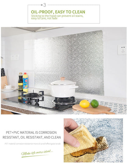 40 X 200cm Kitchen Oil-Proof Waterproof Stickers Aluminum Self Adhesive Wall Sticker