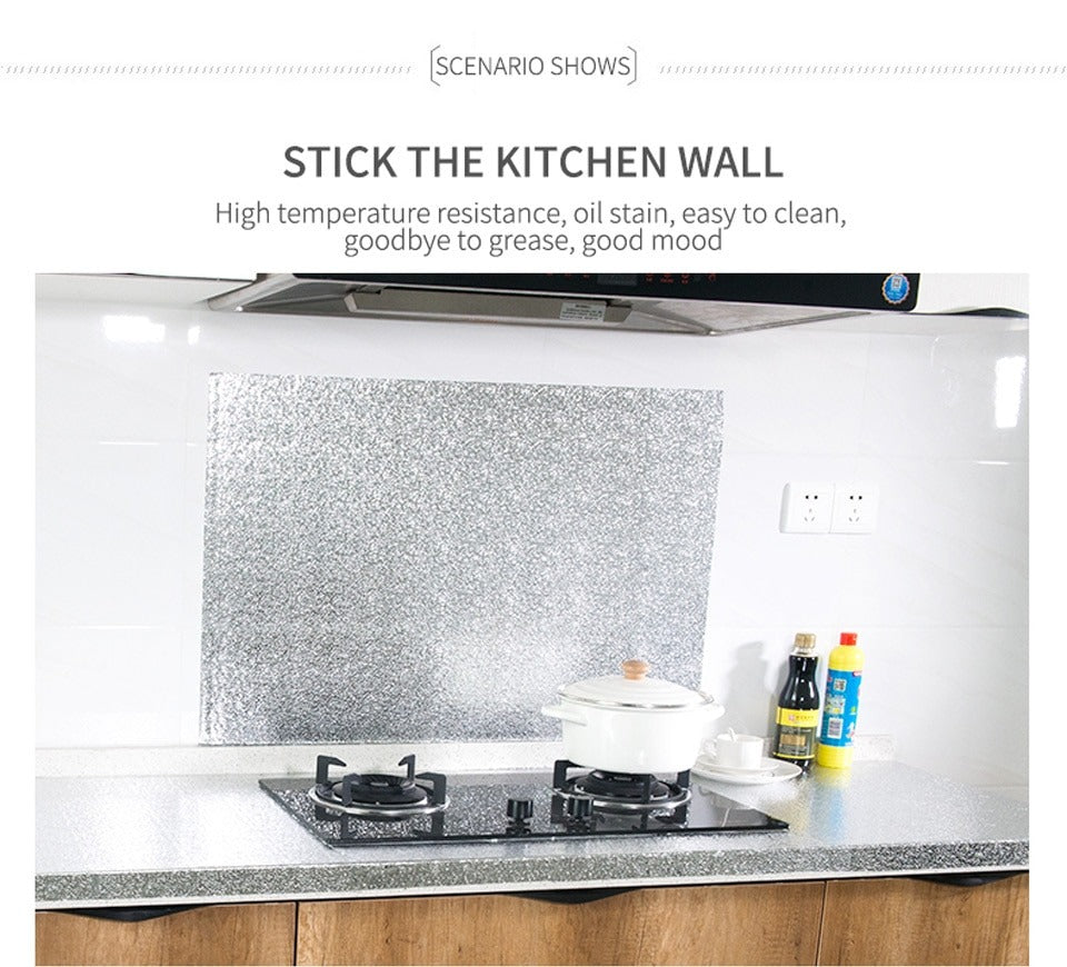 40 X 200cm Kitchen Oil-Proof Waterproof Stickers Aluminum Self Adhesive Wall Sticker