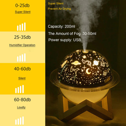 UFO Projection Lamp Air Humidifier Aromatherapy Diffuser For Kid Room Ultrasonic