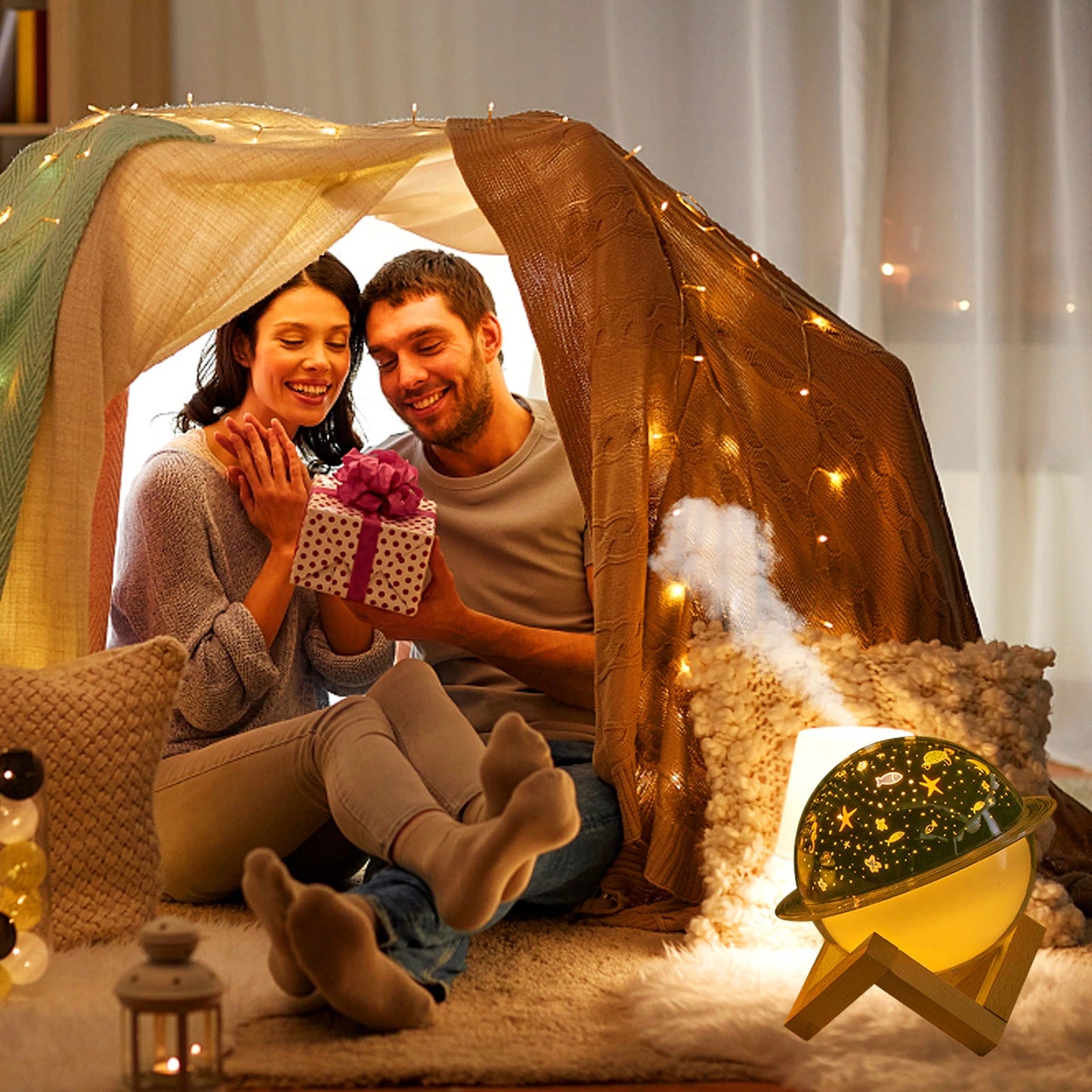 UFO Projection Lamp Air Humidifier Aromatherapy Diffuser For Kid Room Ultrasonic