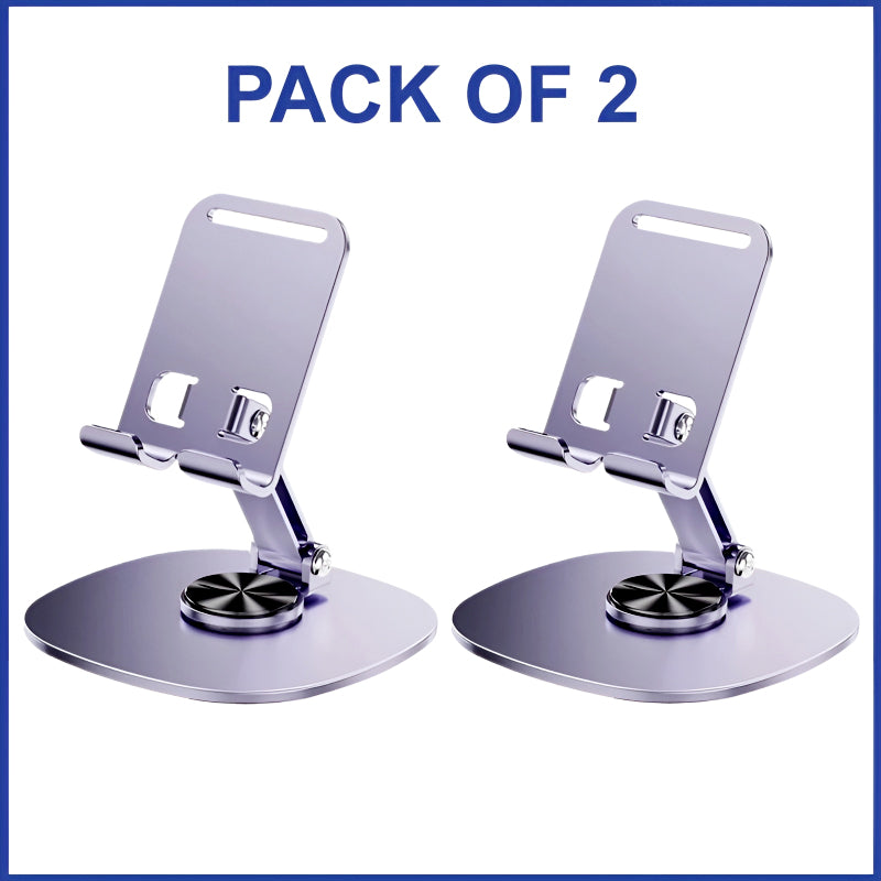 Pack of 2 – K72 Metal Collapsible Telescopic Bracket 360° Rotating Foldable Adjustable Mobile & Tablet Stand