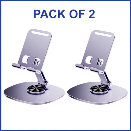 Pack of 2 – K72 Metal Collapsible Telescopic Bracket 360° Rotating Foldable Adjustable Mobile & Tablet Stand
