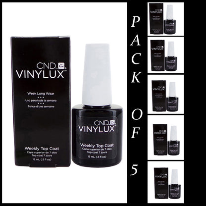 Pack Of 5 CND Vinylux Weekly Top Coat Long Lasting Beauty Tool USA Made