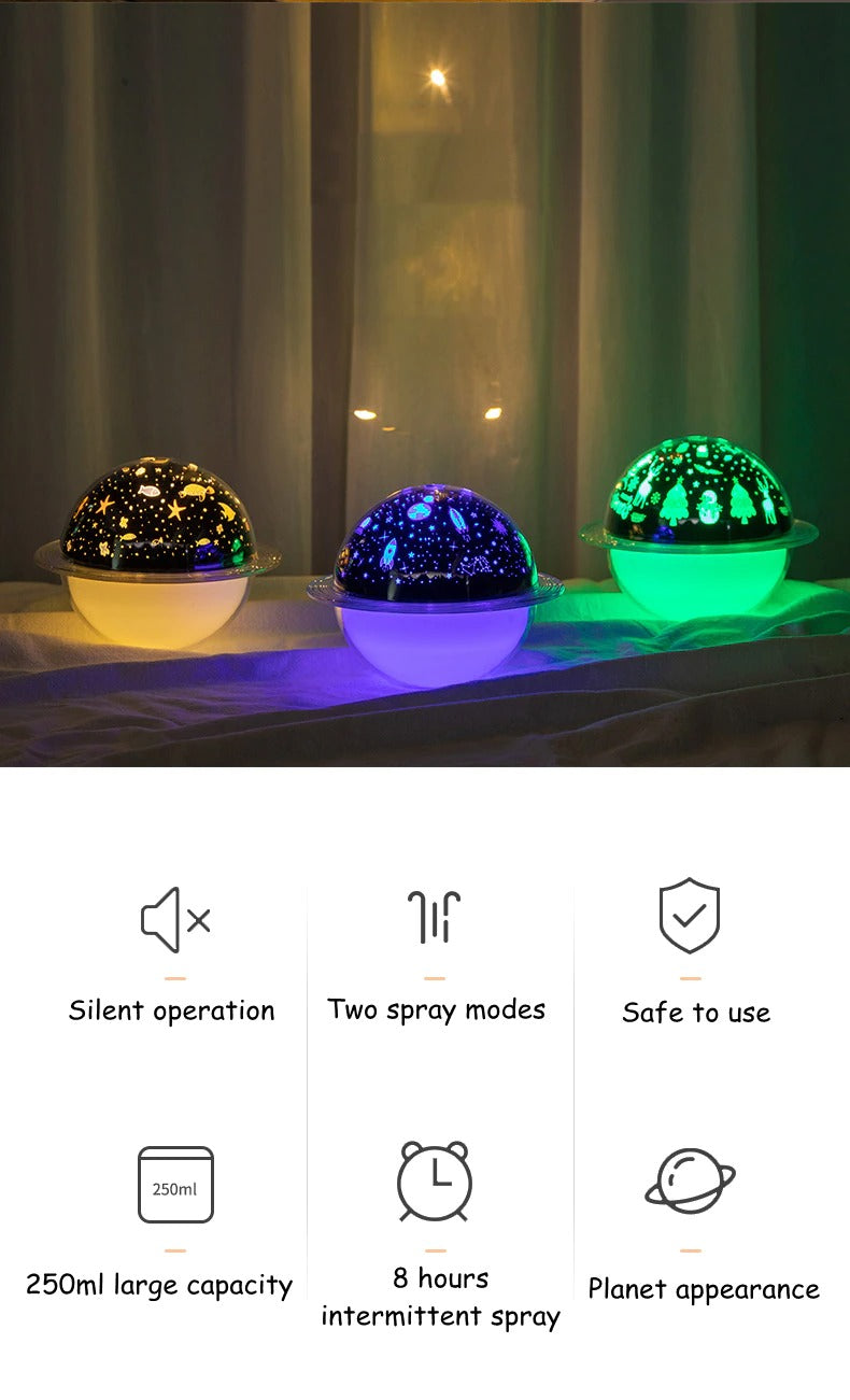 UFO Projection Lamp Air Humidifier Aromatherapy Diffuser For Kid Room Ultrasonic