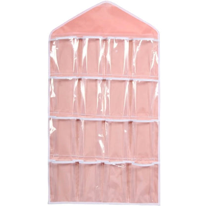 16-Pocket Multifunctional Hanging Organizer – Clear Door/Wall Storage Bag for Baby Clothes, Socks & Accessories